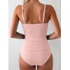 imageEomenie Womens Swimsuit Tankini Tummy Control Bathing Suits Two Piece Full Coverage Slim Swim Suits with High Waisted BottomPinkribbed