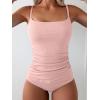 imageEomenie Womens Swimsuit Tankini Tummy Control Bathing Suits Two Piece Full Coverage Slim Swim Suits with High Waisted BottomPinkribbed