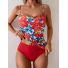 imageEomenie Womens Swimsuit Tankini Tummy Control Bathing Suits Two Piece Full Coverage Slim Swim Suits with High Waisted BottomPrinted and Red
