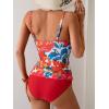 imageEomenie Womens Swimsuit Tankini Tummy Control Bathing Suits Two Piece Full Coverage Slim Swim Suits with High Waisted BottomPrinted and Red