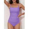 imageEomenie Womens Swimsuit Tankini Tummy Control Bathing Suits Two Piece Full Coverage Slim Swim Suits with High Waisted BottomPurple