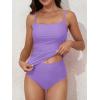 imageEomenie Womens Swimsuit Tankini Tummy Control Bathing Suits Two Piece Full Coverage Slim Swim Suits with High Waisted BottomPurple