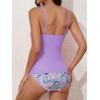 imageEomenie Womens Swimsuit Tankini Tummy Control Bathing Suits Two Piece Full Coverage Slim Swim Suits with High Waisted BottomPurple and Printed