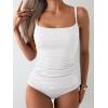 imageEomenie Womens Swimsuit Tankini Tummy Control Bathing Suits Two Piece Full Coverage Slim Swim Suits with High Waisted BottomWhiteribbed