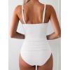 imageEomenie Womens Swimsuit Tankini Tummy Control Bathing Suits Two Piece Full Coverage Slim Swim Suits with High Waisted BottomWhiteribbed