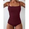 imageEomenie Womens Swimsuit Tankini Tummy Control Bathing Suits Two Piece Full Coverage Slim Swim Suits with High Waisted BottomWine Redribbed