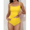 imageEomenie Womens Swimsuit Tankini Tummy Control Bathing Suits Two Piece Full Coverage Slim Swim Suits with High Waisted BottomYellow