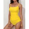 imageEomenie Womens Swimsuit Tankini Tummy Control Bathing Suits Two Piece Full Coverage Slim Swim Suits with High Waisted BottomYellow