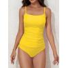 imageEomenie Womens Swimsuit Tankini Tummy Control Bathing Suits Two Piece Full Coverage Slim Swim Suits with High Waisted BottomYellow