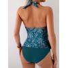 imageEomenie Womens Halter Tankini Bathing Suit Ruched Tummy Control Two Piece Swimsuit with BottomDeep Green Floral Printed