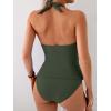 imageEomenie Womens Halter Tankini Bathing Suit Ruched Tummy Control Two Piece Swimsuit with BottomGreen