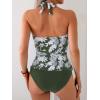 imageEomenie Womens Halter Tankini Bathing Suit Ruched Tummy Control Two Piece Swimsuit with BottomGreen Printed