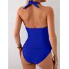 imageEomenie Womens Halter Tankini Bathing Suit Ruched Tummy Control Two Piece Swimsuit with BottomRoyal Blue