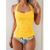 imageEomenie Womens Halter Tankini Bathing Suit Ruched Tummy Control Two Piece Swimsuit with BottomYellow Floral