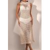 imageEomenie Womens Swimsuit Coverup Crochet Cover Up Split Thigh Hollow Out Beach Maxi Dress