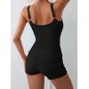 imageEomenie Womens Swimsuit Tankini Set Modest Tummy Control Slimming Bathing Suits Two Piece Swim Suit with High Waisted ShortBlack