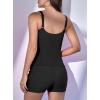 imageEomenie Womens Swimsuit Tankini Set Modest Tummy Control Slimming Bathing Suits Two Piece Swim Suit with High Waisted ShortBlack