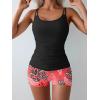 imageEomenie Womens Swimsuit Tankini Set Modest Tummy Control Slimming Bathing Suits Two Piece Swim Suit with High Waisted ShortBlack Pink