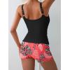 imageEomenie Womens Swimsuit Tankini Set Modest Tummy Control Slimming Bathing Suits Two Piece Swim Suit with High Waisted ShortBlack Pink