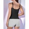 imageEomenie Womens Swimsuit Tankini Set Modest Tummy Control Slimming Bathing Suits Two Piece Swim Suit with High Waisted ShortBlack Stripe