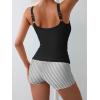 imageEomenie Womens Swimsuit Tankini Set Modest Tummy Control Slimming Bathing Suits Two Piece Swim Suit with High Waisted ShortBlack Stripe