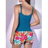 imageEomenie Womens Swimsuit Tankini Set Modest Tummy Control Slimming Bathing Suits Two Piece Swim Suit with High Waisted ShortBlue Floral
