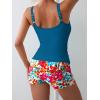 imageEomenie Womens Swimsuit Tankini Set Modest Tummy Control Slimming Bathing Suits Two Piece Swim Suit with High Waisted ShortBlue Floral