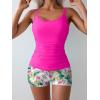 imageEomenie Womens Swimsuit Tankini Set Modest Tummy Control Slimming Bathing Suits Two Piece Swim Suit with High Waisted ShortHot Pink