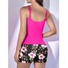 imageEomenie Womens Swimsuit Tankini Set Modest Tummy Control Slimming Bathing Suits Two Piece Swim Suit with High Waisted ShortHot Pink and Floral