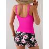 imageEomenie Womens Swimsuit Tankini Set Modest Tummy Control Slimming Bathing Suits Two Piece Swim Suit with High Waisted ShortHot Pink and Floral