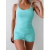 imageEomenie Womens Swimsuit Tankini Set Modest Tummy Control Slimming Bathing Suits Two Piece Swim Suit with High Waisted ShortLight Blue