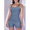 imageEomenie Womens Swimsuit Tankini Set Modest Tummy Control Slimming Bathing Suits Two Piece Swim Suit with High Waisted ShortLight Blue Floral