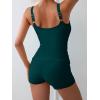 imageEomenie Womens Swimsuit Tankini Set Modest Tummy Control Slimming Bathing Suits Two Piece Swim Suit with High Waisted ShortPeacock Green