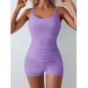 imageEomenie Womens Swimsuit Tankini Set Modest Tummy Control Slimming Bathing Suits Two Piece Swim Suit with High Waisted ShortPurple