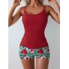 imageEomenie Womens Swimsuit Tankini Set Modest Tummy Control Slimming Bathing Suits Two Piece Swim Suit with High Waisted ShortRed