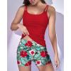 imageEomenie Womens Swimsuit Tankini Set Modest Tummy Control Slimming Bathing Suits Two Piece Swim Suit with High Waisted ShortRed