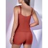 imageEomenie Womens Swimsuit Tankini Set Modest Tummy Control Slimming Bathing Suits Two Piece Swim Suit with High Waisted ShortRed Brown