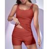 imageEomenie Womens Swimsuit Tankini Set Modest Tummy Control Slimming Bathing Suits Two Piece Swim Suit with High Waisted ShortRed Brown