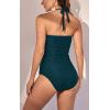 imageEomenie Womens Tankini Swimsuit Tummy Control Halter Slimming Two Piece Bathing Suit with High Waisted BottomDark Green