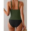 imageEomenie Womens Tankini Swimsuit Two Piece Tummy Control Bathing Suit V Neck Ring Linked Swimwear with High Waisted BottomsArmy Green and Black