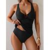 imageEomenie Womens Tankini Swimsuit Two Piece Tummy Control Bathing Suit V Neck Ring Linked Swimwear with High Waisted BottomsBlack