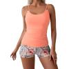 imageEomenie Womens Swimsuit Tankini Set Modest Tummy Control Slimming Bathing Suits Two Piece Swim Suit with High Waisted ShortPink