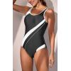imageEomenie Athletic Womens One Piece Swimsuits Tummy Control Stretch Bathing Suits Color Block Slimming Swimwear