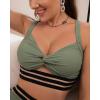 imageEomenie Bikini Top for Women Swimsuit Twist Hollow Bathing Suit Top OnlyArmy Green