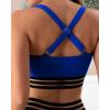 imageEomenie Bikini Top for Women Swimsuit Twist Hollow Bathing Suit Top OnlyNavy Blue