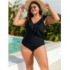 imageEomenie One Piece Plus Size Tummy Control Swimsuit for Women Slimming Bathing Suits Ruffle V Neck Swim Suit SwimwearBlack