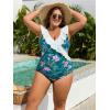 imageEomenie One Piece Plus Size Tummy Control Swimsuit for Women Slimming Bathing Suits Ruffle V Neck Swim Suit SwimwearBlue Pink Floral