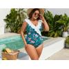 imageEomenie One Piece Plus Size Tummy Control Swimsuit for Women Slimming Bathing Suits Ruffle V Neck Swim Suit SwimwearBlue Pink Floral