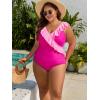 imageEomenie One Piece Plus Size Tummy Control Swimsuit for Women Slimming Bathing Suits Ruffle V Neck Swim Suit SwimwearHot Pink and Pink