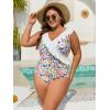 imageEomenie One Piece Plus Size Tummy Control Swimsuit for Women Slimming Bathing Suits Ruffle V Neck Swim Suit SwimwearYellow Pink Floral